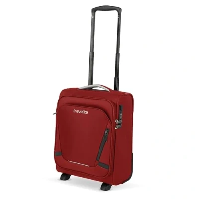 Bild av Travelite Handbagageväska med 2 hjul för EasyJet, Vueling Wizz, integrerat kombinationslås, ombordtrolley jetpack: Kompakt mjukt bagage fästfunktion, 40 x 30 20 cm, 21 l, 1,7 kg, röd, Handgepäck