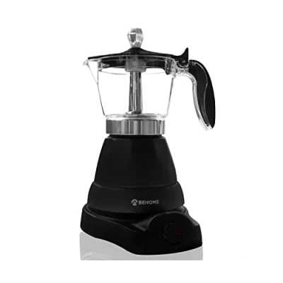 Bild av BEHOME Elektrisk kaffemaskin 3 koppar med reducerare 1 kopp Automatisk avstängning och håll kaffeet varmt i 30 minuter, roterbar 360, svart (utan timer)