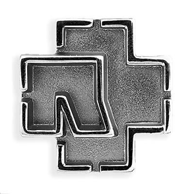 Bild av Pin med Rammstein logotyp, metallisk, officiell band merchandise märke, silver, 2cm x