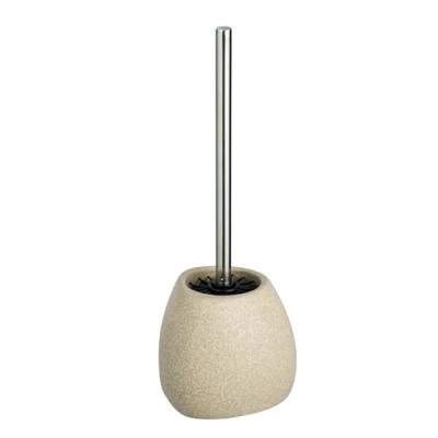 Bild av WENKO WC Garnitur Pion Toalettborsthållare med silikonborstar, keramik, 12,5 x 38,5 12 cm, beige
