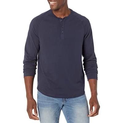 Bild av Amazon Essentials Men&#039;s Långärmad Henley skjorta med normal passform (finns i Big &amp; Tall), Marinblå, M