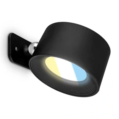 Bild av BRILONER vägglampa utan strömanslutning med batteri, magnetisk avtagbar, 360 graders roterbar, dimbar, CCT, inomhus, vägglampa, sänglampa, lampa säng, lä, 8,7 x 7,5 4,8 cm, svart