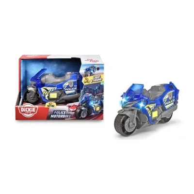 Bild av Dickie Toys 203302031 Polismotorcykel Från med Frihjul, Ljus, Ljud och Utfällbar Varningsskylt, 15 cm, 3 år