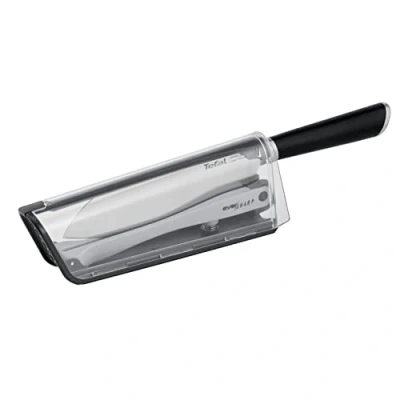 Bild av Tefal Eversharp K25790 Santokukniv + knivslipare integrerat slipsystem allsidig kökskniv, svart, 16,5 cm