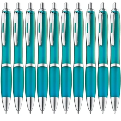 Bild av ZENSCRIBE® Ergonomisk kulspetspenna, 10 stycken, premium set, hög kvalitet, halkfri kulli för enkelt och mjukt skrivande, blågnande turkos