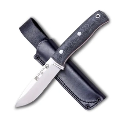 Bild av Joker Lynx CM111 överlevnadskniv, Micarta handtag, 10,5 cm blad, svart, läderfodral, fiskverktyg, jakt, camping och vandring