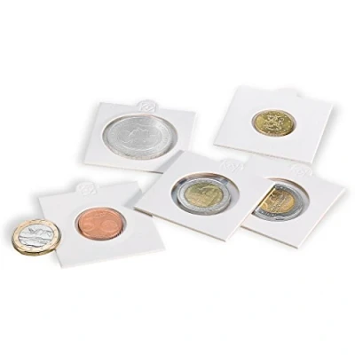 Bild av LEUCHTTURM1917 Leuchtturm MATRIX coin holders, white, inside 30 mm, self adhesive, pack of 100
