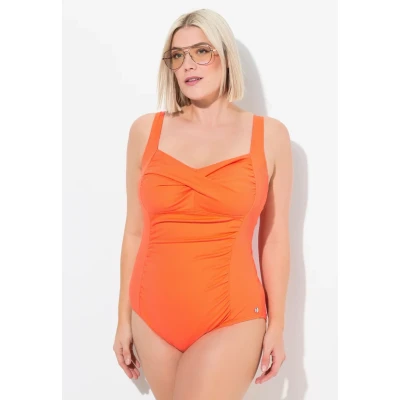 Bild av Ulla Popken PLUS SIZE Draped Baddräkt, Storlek: 48, Coral pink