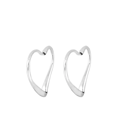Bild av Elli örhängen dam kreoler hjärta kärlek presentidé i 925 sterlingsilver, fasettad slipning, Utan