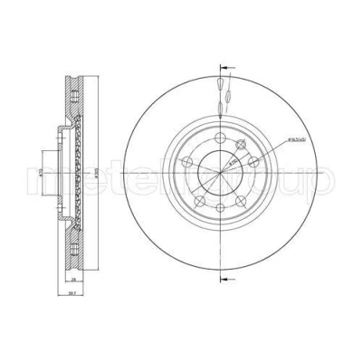 Bild av METELLI 23 0861C Disque de frein 305,0 28,0 5 70,0 ventilé peint ALFA ROMEO: Giulietta portes, 159 Sportwagon, Berline, JEEP: Renegade SUV