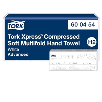 Bild av Tork Xpress Komprimerad Mjuk Multifold Handduk vit H2, Advanced kvalitet, 2 lagers, M vikt, absorberade, 6 x 200 handdukar, 600454