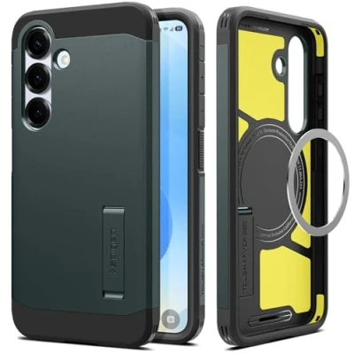 Bild av Spigen Tough Armor (AI) MagFit Case för Samsung Galaxy S25 Plus Skal Fodral, Kompatibel med MagSafe Abyss Green