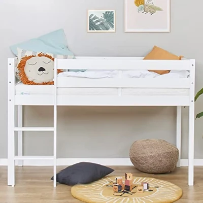 Bild av Hoppekids ECO Comfort våningssäng 70 x 160 med ribbotten vit Nordiskt miljömärke TÜV certifierad FSC® massiv furu