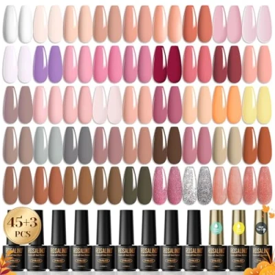 Bild av ROSALIND halvpermanent glitterlack, 48 färger mini nagellack UV LED soak off gel kit 07