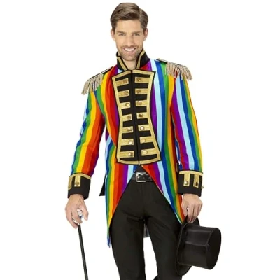 Bild av WIDMANN Kostym parad frack, konfetti, regnbåge, CSD, cirkusdirektör, gardeuniform, clown, showmen, temafest, karneval