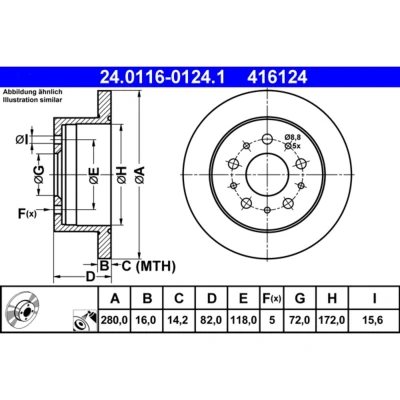 Bild av Bromsskiva Ate 24.0116 0124.1