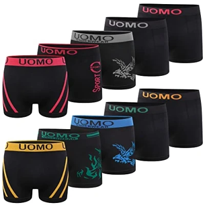Bild av L&amp;K 10 pack herr retroshorts, boxershorts mikrofiber i olika modeller 1209, 1209 svarta nyanser, 3XL 4XL