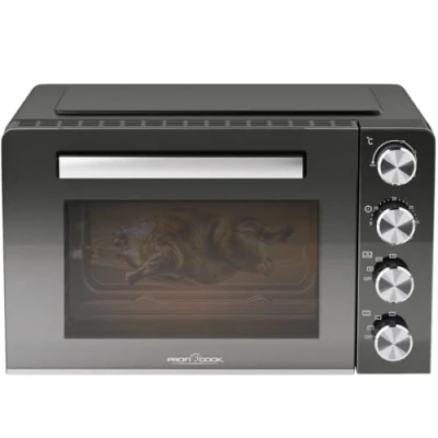 Bild av Proficook, multifunktionell ugn 30 L PC MBG1277 svart, konvektion, högre/lägre värme, roterande spindel, pizzasten Ø cm, 60 min timer, temperaturinställning 100230 C, tillbehör ingår