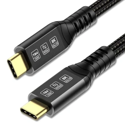 Bild av ConnBull Thunderbolt 4 Cable 40Gbps USB C Supports 8K@60Hz Video/ 100W Charging Compatible with iPhone 15 Pro/ Pro Max, Mac Studio Display, MacBook, Hub (2M)
