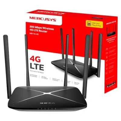 Bild av Mercusys MB115 4G LTE Router, N300 WLAN Router Supports SIM Cards, Cat 4 Up to 150 Mbps, x 100 Mbps Ports, Plug and Play, 32 Devices