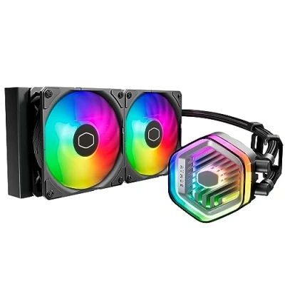 Bild av Cooler Master MasterLiquid Atmos 240 Black CPU Vätskekylare AIO Vattenkylning, Dubbelkammarpump, Förinstallerade Sickleflow 120 Edge Fläktar, Addresserbar Gen 2 RGB, LGA1700 &amp; AM5 Kompatibel Svart