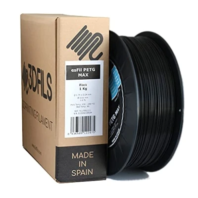 Bild av 3DFILS ESFIL PETG MAX 175 1000 SBK Filament för 3D utskrift, Svart, 1.75 mm / 1 kg