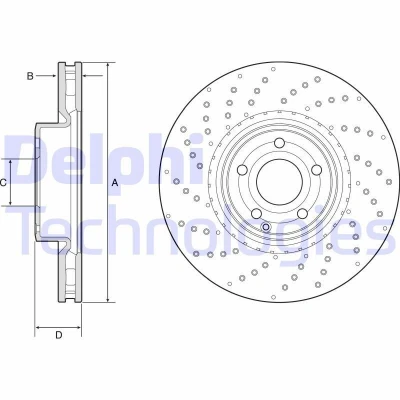 Bild av DELPHI BG9216C Disque de frein 342 32 5 ventilé revêtu à haute teneur en carbone sans roulement roue, bague ABS LEXUS: RX III