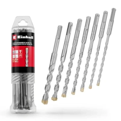 Bild av Original Einhell set med 7 stycken SDS Plus borrbits, 160 mm (40Cr stål, fyrskuren hårdmetallplatta, mittspets, för renoveringsarbeten eller fixering av betong)