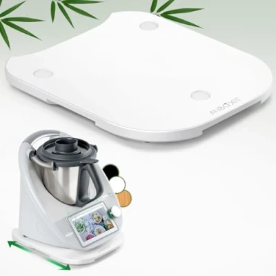 Bild av ANBOXIT Glidbräda för Thermomix TM6/TM5, bräda med hjul, lätt glidande bambu rullbräda/slider vit
