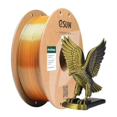 Bild av eSUN Silke Dubbel Färg PLA Filament 1.75mm, Silkeslen Coextrusion Magisk 3D Tryckmaterial, Gradientförändring 1KG spole (2,2 LBS) för Skrivare, Svart Guld