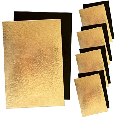 Bild av ScrapCooking 5197 set med 5 tårtunderlägg rektangulär, 30 x 20 cm tårtbräda, kartong guld och svart, tårttallrik, kaktallrik, kakfat för tårtor, födelsedag