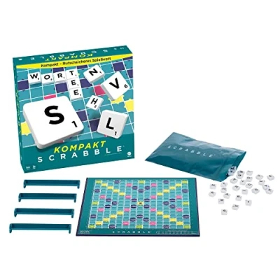 Bild av Mattel Games Scrabble kompakta brädspel, spel för resor, brädspel från 10 år, designen kan variera, tysk version, CJT13