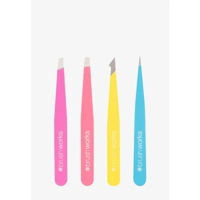 Bild av Brushworks 4 Piece Combination Tweezer SET Sminkset, Storlek: One Size, Neon