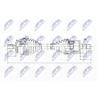 Bild av NTY NPW VV 045 Arbre de transmission Essieu avant gauche, avant, gauche 526 VOLVO: S60 I, V70 2