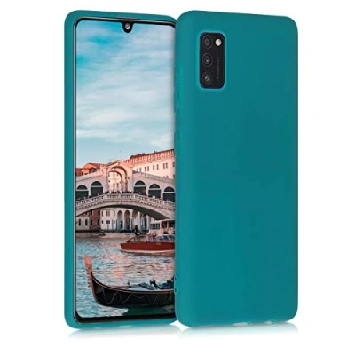 Bild av kwmobile fodral kompatibelt med Samsung Galaxy A41 mjukt smalt skyddande TPU silikonskydd blågrön matt
