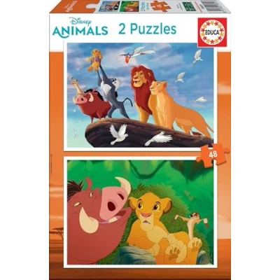 Bild av Educa Pussel 48 delar för barn från 4 år Lejonkungen 2 x pussel, barnpussel år, Disney, Simba, pusselset, (18629)