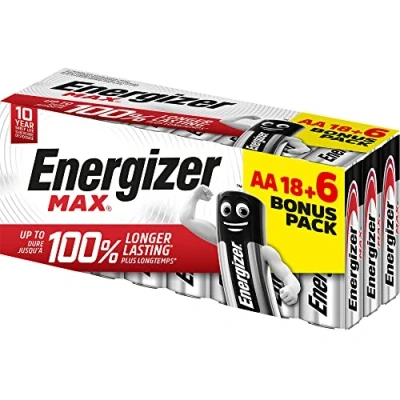 Bild av Energizer MAX, 18 + 6 AA batterier, lång livslängd för daglig användning, utan sulfering och 10 års