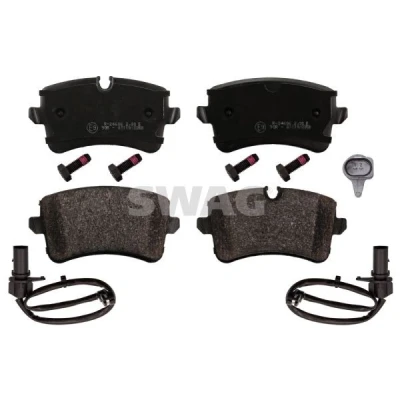 Bild av SWAG 30 11 6016 Jeu de plaquettes frein Essieu arrière contact signal d&#039;usure inclus avec kit vis AUDI: A5 B8 Coupe, A6 C7 Avant, A4 Avant