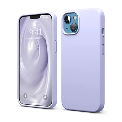 Bild av Elago fodral med flytande silikon kompatibelt iPhone 13 (6,1 tum premiumsilikon, helkroppsskydd 3 lager stöttåligt telefonskydd, repfritt mjukt mikrofiberfoder (lila)