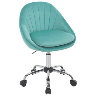Bild av WOLTU Homeoffice stol, kontorsstol ergonomisk, sminkstol roterbar, snurrstol med hjul, skrivbordsstol kan belastas på 150 kg, för arbetsrum sovrum, sammet, turkos, BS167ts