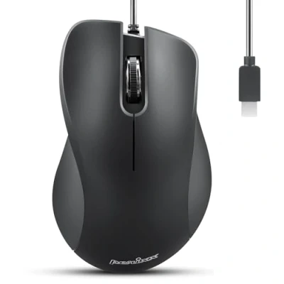 Bild av Perixx PERIMICE 221C ergonomisk USB C mus med kabel optisk 1 200 dpi 1,5 meter svart