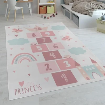 Bild av Paco Home Barnmattor, Stora mattor för Barnrum med olika Designer Lekmattor Färgglada, Storlek:200x290 cm, Färg:Grädde 3