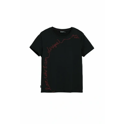 Bild av Desigual WITH Embroidered Phrase Tshirt med print, Storlek: Medium, Black