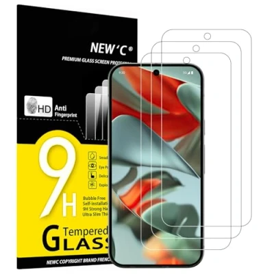 Bild av NEW&#039;C 3 Pack, skärmskydd i glas för Google Pixel 9 Pro XL, bubbelfri, 9H hårdhet, 0,33 mm ultratransparent, ultrabeständigt härdat