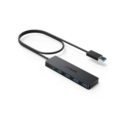 Bild av [Uppgraderad version] Anker 4 portars USB 3.0 Ultra Slim datahubb med 0,6 m utökad kabel för Macbook, Mac Pro/mini, iMac, Surface Pro, XPS, Notebook PC, flashenheter, mobil hårddisk mera