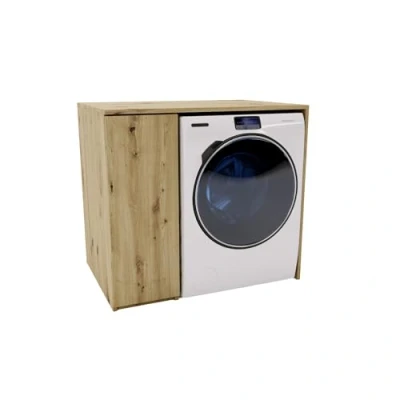 Bild av MRBLS_HOME Tvättmaskinskåp 96 x 88,5 66 cm (B/H/T) skåp för tvättmaskin minimalistiskt extra skåp, eller torktumlare modernt tvättskåp (artisan ek)