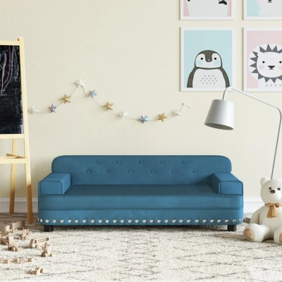 Bild av VidaXl Barnsoffa Blå 90X53X30 Cm Sammet