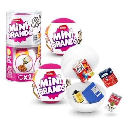 Bild av Mini Brands retro kapsel av ZURU, överraskning samlarobjekt minis, blind förpackning, tema (2 kapslar)