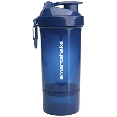 Bild av Smartshake Original2Go One Protein Shaker Blå Flaska med Förvaring 600 ml till 800 Stor BPA Fri Vattenflaska för Proteinshakes Proteinshaker Gym Träning, Navy Blue