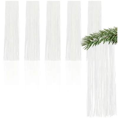 Bild av COM FOUR® 5x glitter vit glittergirlander till jul Julgranspynt granen glittergardin med släta trådar (vit 05 stycken)